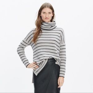 Madewell Striped Hi-Low Merino Turtleneck Sweater